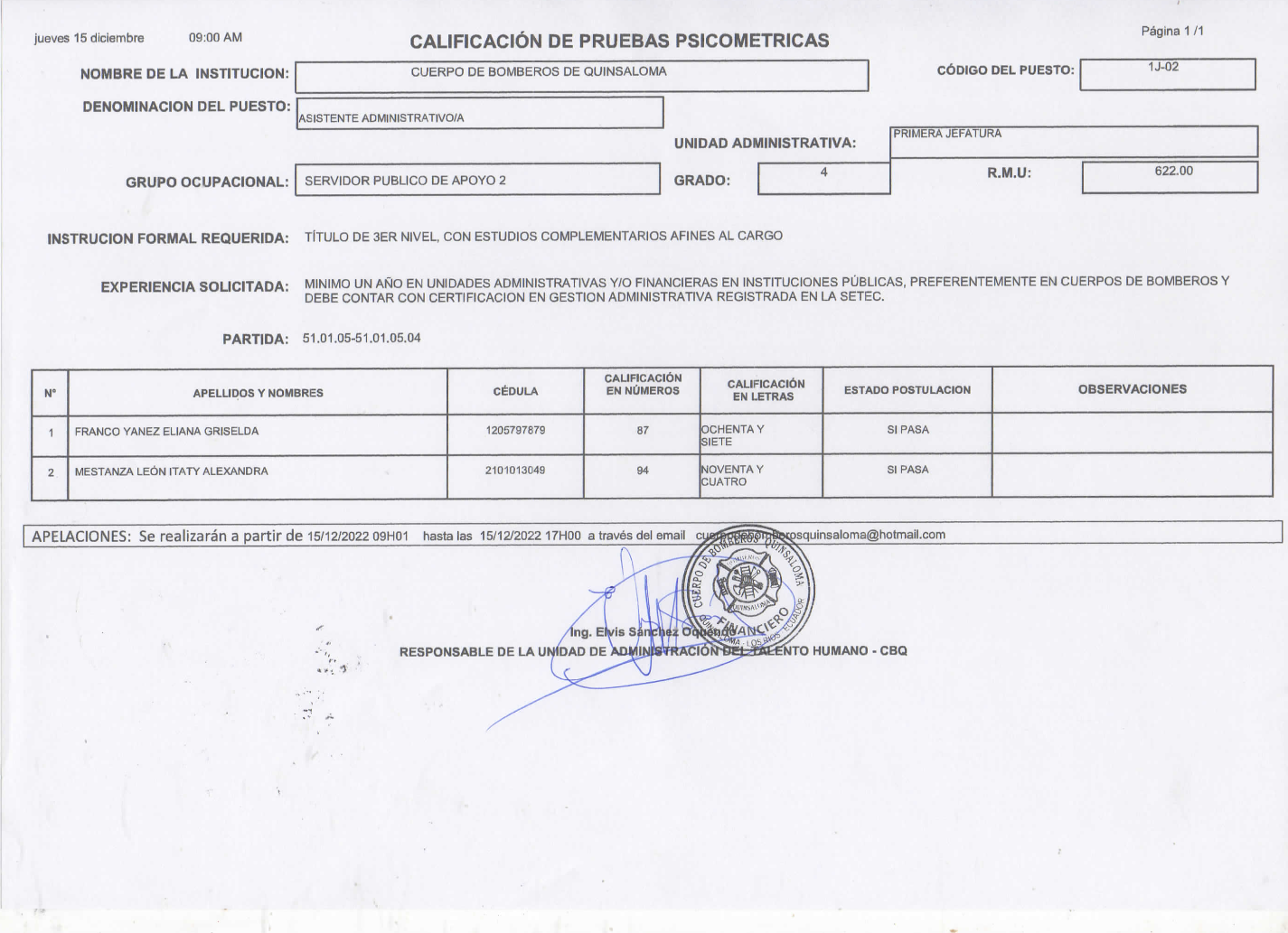 VERIFICACIÓN DEL MÉRITO: PRUEBAS PSICOMÉTRICAS VERIFICACIÓN DEL MÉRITO: PRUEBAS PSICOMÉTRICAS